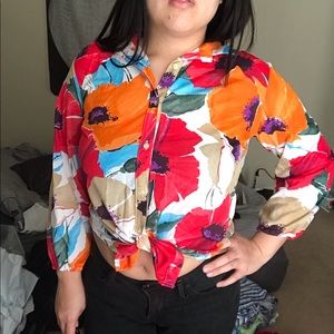 Vintage Floral Button Up Blouse